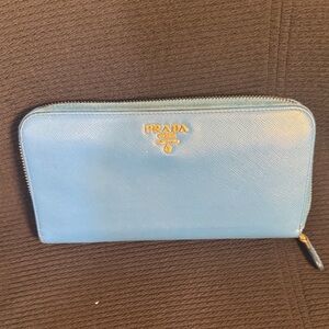 Prada Blue Saffiano Leather Wallet